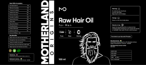 RAW Hair Oil full product label