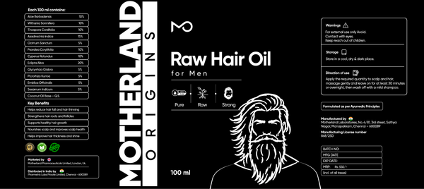 RAW Hair Oil full product label